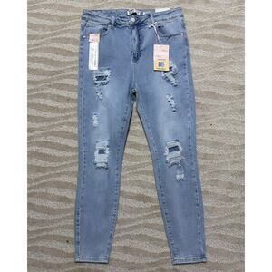 KOKO High Rise Skinny Jeans Womens Size 17 Blue Denim Juniors Distressed